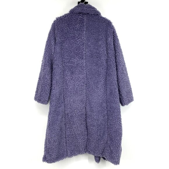 Torrid 0 Maxi Coat Size 12 Purple Soft Sherpa Open Front Lined NWT - Picture 13 of 15